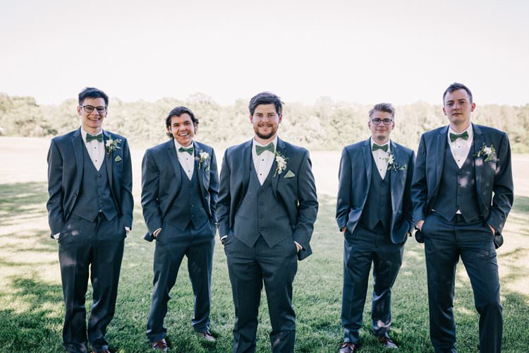Groomsmen Bowties Green Buttonholes Outdoorsy Modern Wedding in Wisconsin http://www.mcnielphotography.com/