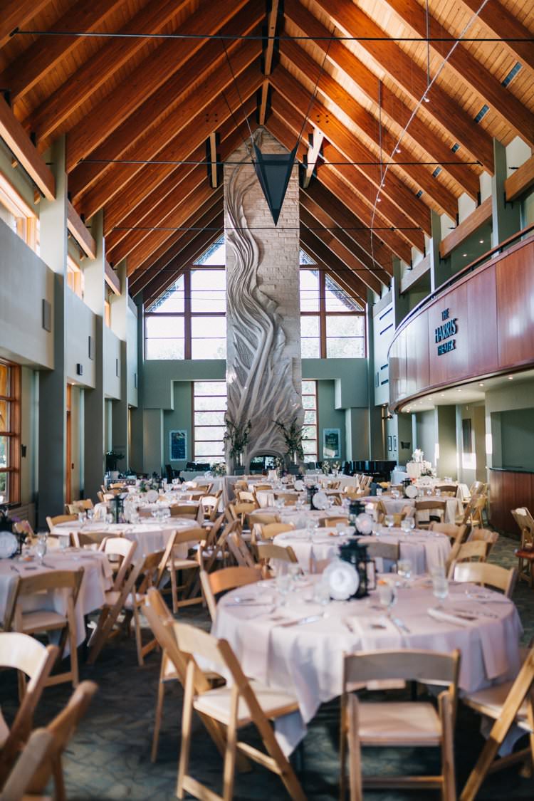White Linen Tables Wooden Chairs Meal Outdoorsy Modern Wedding in Wisconsin http://www.mcnielphotography.com/