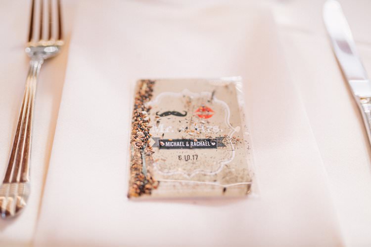Favours Place Setting Outdoorsy Modern Wedding in Wisconsin http://www.mcnielphotography.com/