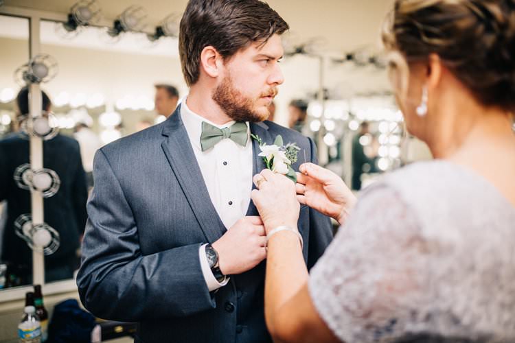 Groom Getting Ready Buttonhole Bowtie Green Outdoorsy Modern Wedding in Wisconsin http://www.mcnielphotography.com/