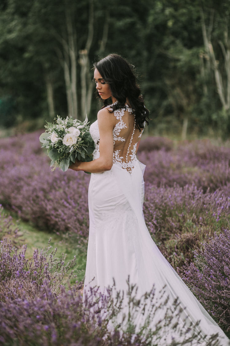 Dando London Dress Bride Bridal Lace Illusion Back Elegant White Marquee Lavender Fields Wedding http://natalyjphotography.com/