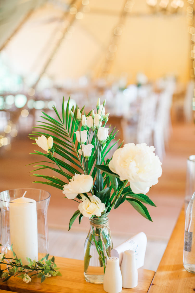 White Jars Bottles Flowers Rose Hydrangea Peonies Fresh Modern Countryside Outdoor Wedding https://www.nikkismoments.com/