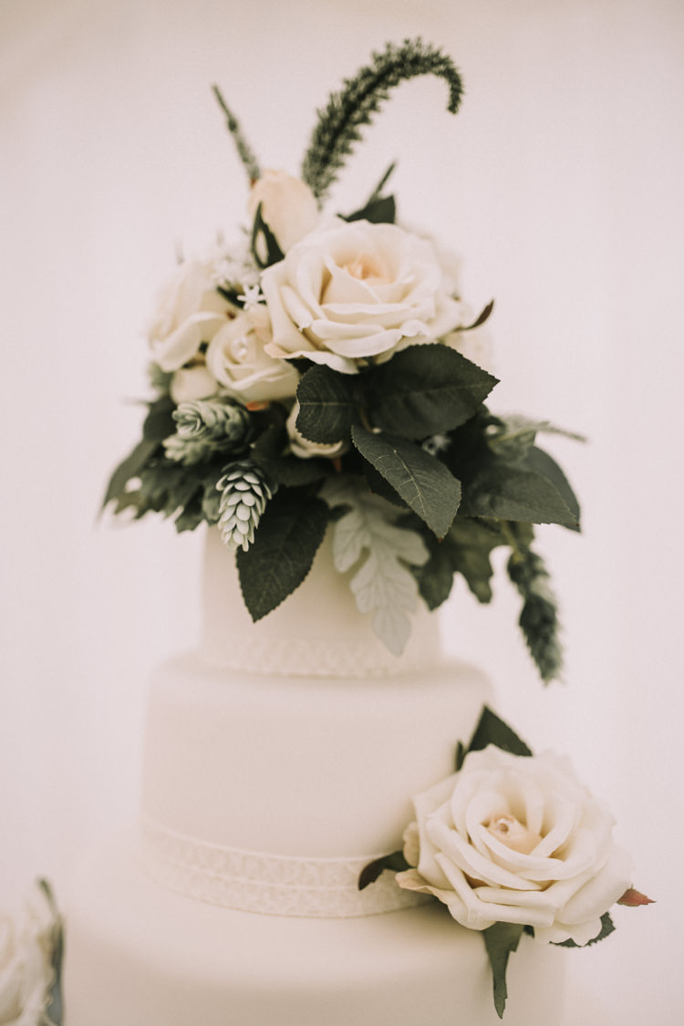 Rose Flowers Greenery Cake Topper Elegant White Marquee Lavender Fields Wedding http://natalyjphotography.com/