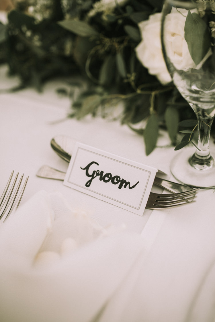 Calligraphy Place Name Cards Elegant White Marquee Lavender Fields Wedding http://natalyjphotography.com/