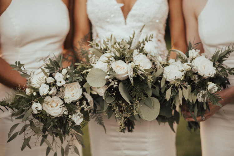 Greenery Foliage Rose Bouquets Bride Bridesmaids Elegant White Marquee Lavender Fields Wedding http://natalyjphotography.com/