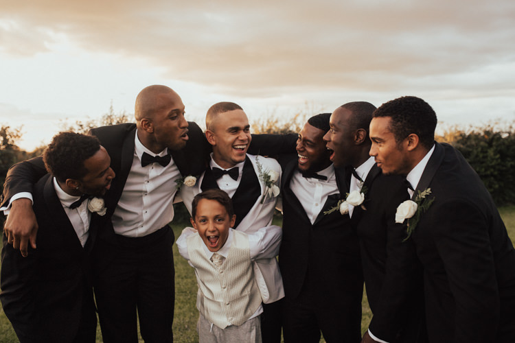 Bow Tie Tuxedo Suit Groom Groomsmen Elegant White Marquee Lavender Fields Wedding http://natalyjphotography.com/
