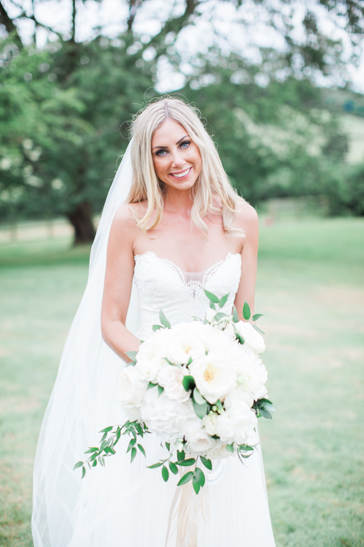 Della Gown Watters Dress Bride Bridal Tulle Strapless Fresh Modern Countryside Outdoor Wedding https://www.nikkismoments.com/