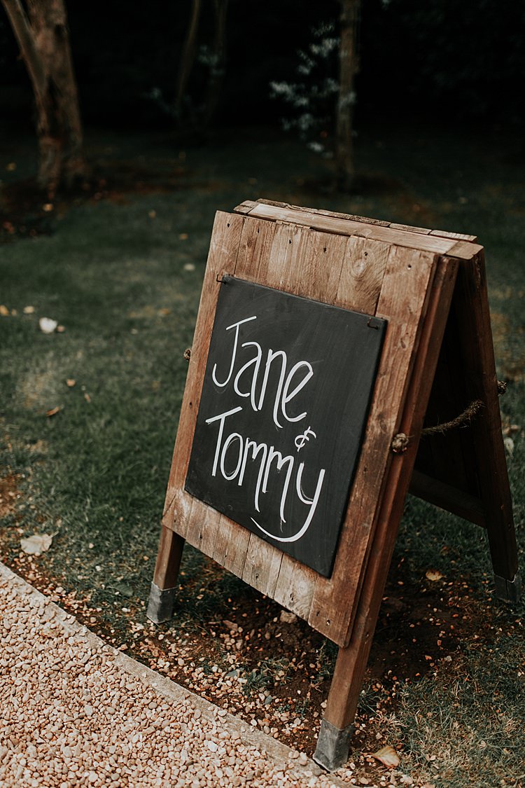 Rustic Wooden Sign Board Chalk Beautiful Simple Relaxed Barn Wedding http://jenmarino.com/