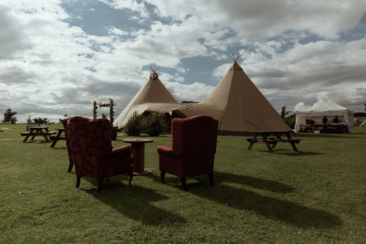 Tipis Armchairs Vintage Furniture Magical Woodland Clearing Colourful Tipis Wedding https://www.lukebellphotography.co.uk/