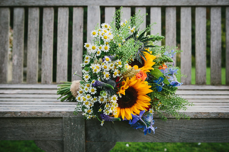 Multicolour Bouquet Bride Bridal Wildflower Sunflower Thistle Small Colourful Cool Alternative Wedding https://www.alexapoppeweddingphotography.com/