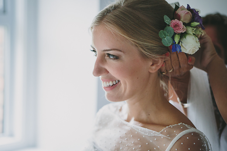 Hair Flowers Floral Up Do Style Pretty Country Gin Wedding http://www.victoriasomersethowphotography.co.uk/