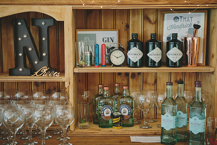 Bar Circus Letters Light Up Dresser Balloon Coupe Glasses Bottles Pretty Country Gin Wedding http://www.victoriasomersethowphotography.co.uk/