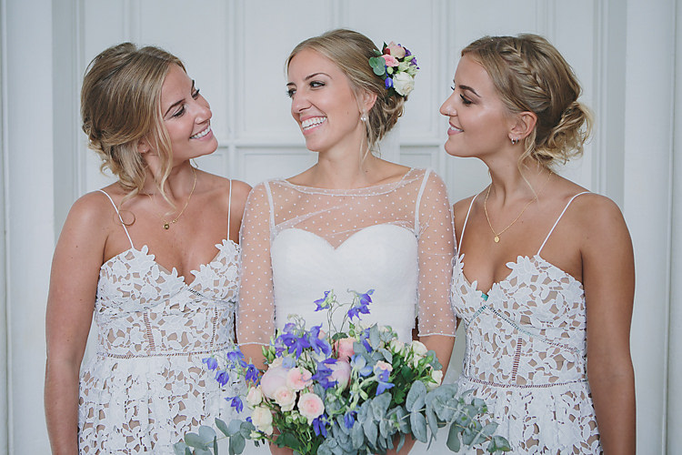Confetti Bride Bridal Pronovias Gown Dress Sweetheart Neckline Princess Polka Dot Jacket Veil Self-Portrait Bridesmaids Pretty Country Gin Wedding http://www.victoriasomersethowphotography.co.uk/
