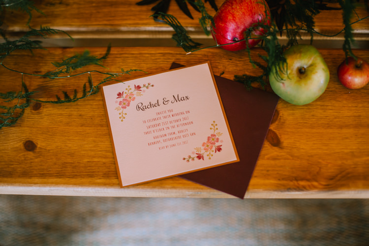 Floral Stationery Invitations Edgy Seasonal Autumnal Tipi Wedding Ideas http://www.sambennettphotography.co.uk/