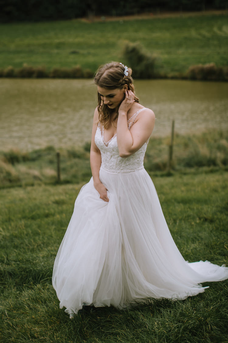 Tulle Dress Lace Straps Bride Bridal Train Edgy Seasonal Autumnal Tipi Wedding Ideas http://www.sambennettphotography.co.uk/