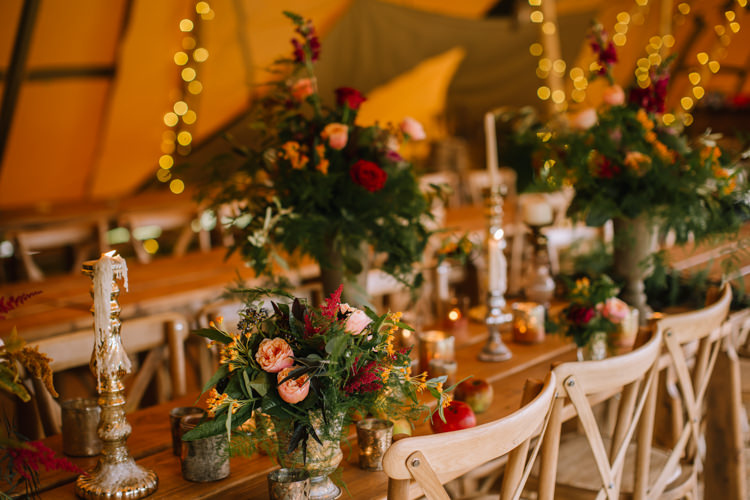 Tablescape Table Rustic Fruit Flowers Props Lighting Edgy Seasonal Autumnal Tipi Wedding Ideas http://www.sambennettphotography.co.uk/