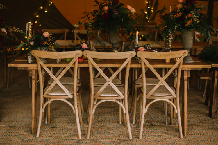 Tablescape Table Rustic Fruit Flowers Props Lighting Edgy Seasonal Autumnal Tipi Wedding Ideas http://www.sambennettphotography.co.uk/