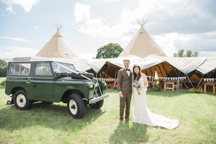 Land Rover Transport Unique Country Farm Tipi Wedding http://www.nataliedphotography.com/