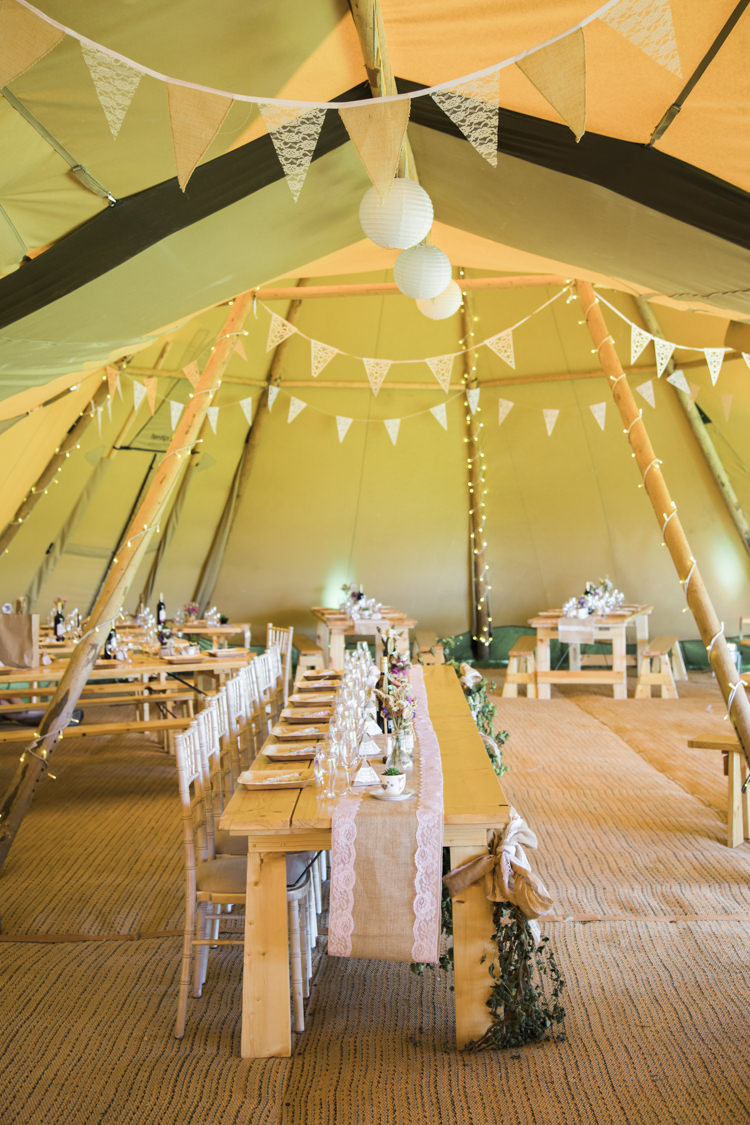 Lanterns Bunting Fairy Lights Unique Country Farm Tipi Wedding http://www.nataliedphotography.com/