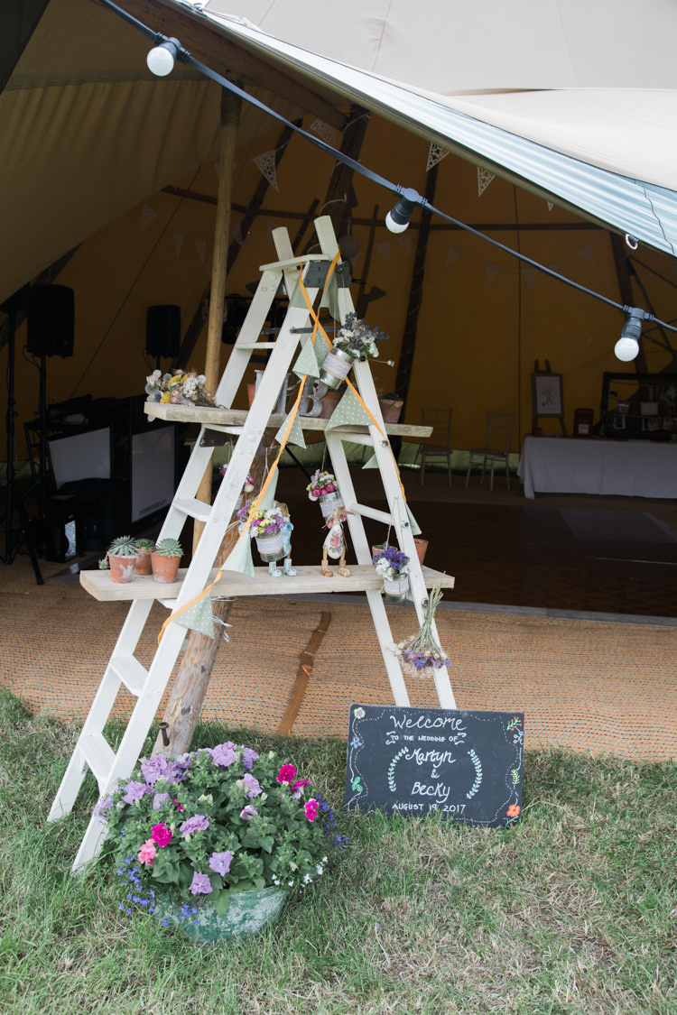 Ladder Decor Flowers Sign Unique Country Farm Tipi Wedding http://www.nataliedphotography.com/