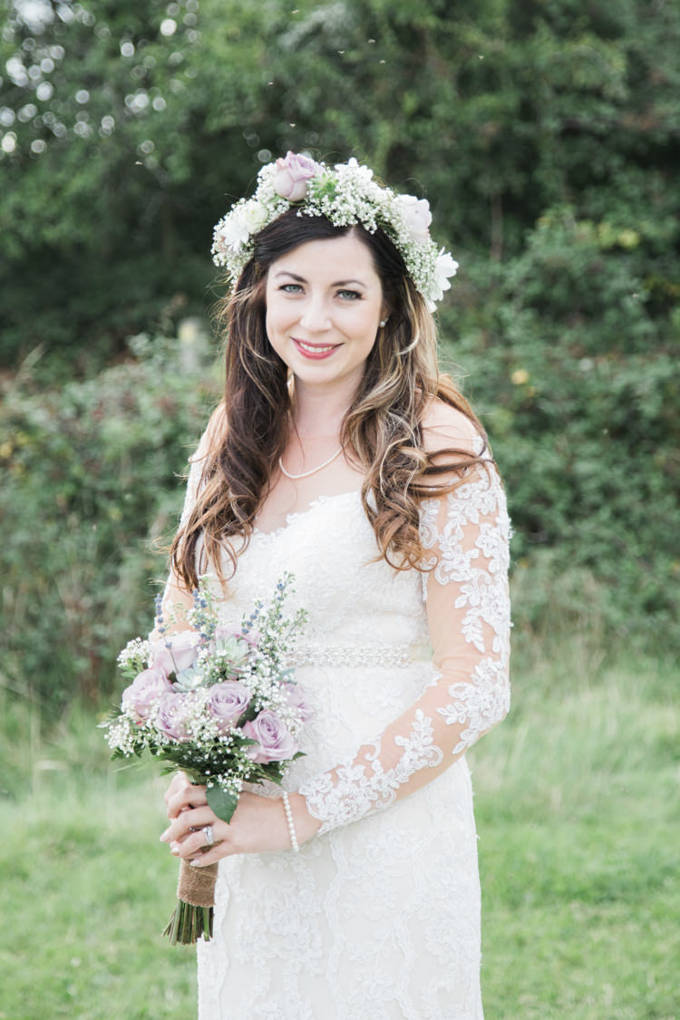 Bride Bridal Flower Crown Lace Dress Gown Unique Country Farm Tipi Wedding http://www.nataliedphotography.com/