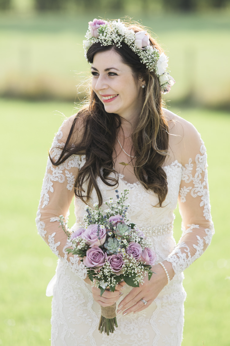 Bride Bridal Flower Crown Lace Dress Gown Unique Country Farm Tipi Wedding http://www.nataliedphotography.com/