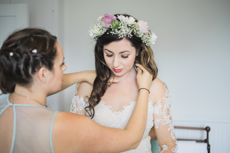 Bride Bridal Flower Crown Lace Dress Gown Unique Country Farm Tipi Wedding http://www.nataliedphotography.com/