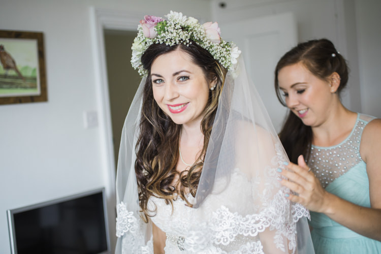 Bride Bridal Flower Crown Lace Dress Gown Veil Unique Country Farm Tipi Wedding http://www.nataliedphotography.com/