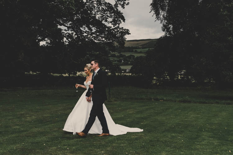 Bride Bridal Princess A Line Bardot Off the Shoulder Straps Sweetheart Neckline Ted Baker Groom Mod Suit Rose Gold Sequins Greenery Musical Wedding https://www.jademaguirephotography.uk/