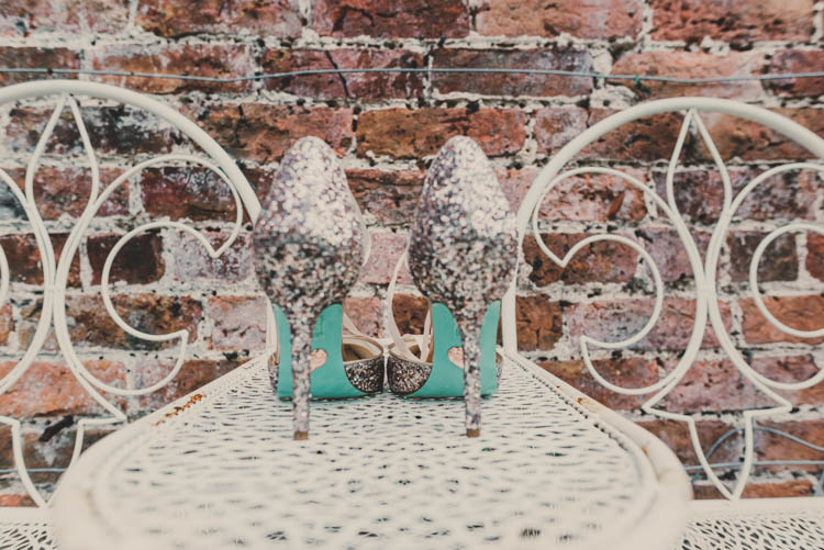 Sparkly Silver Shoes Glitter Bride Bridal Rose Gold Sequins Greenery Musical Wedding https://www.jademaguirephotography.uk/