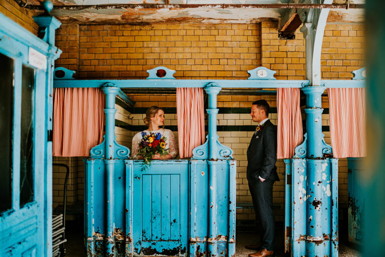 Colourful Cool Humanist Pool Wedding http://www.stevebridgwoodphotography.co.uk/
