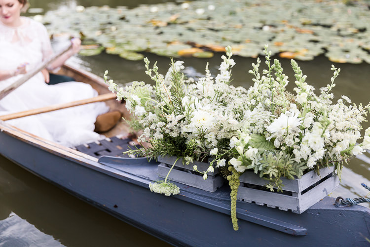Rowing Boat Lake Bride Groom Flowers Crates Organic Rustic Greenery Wedding Ideas http://sarahbrookesphotography.com/
