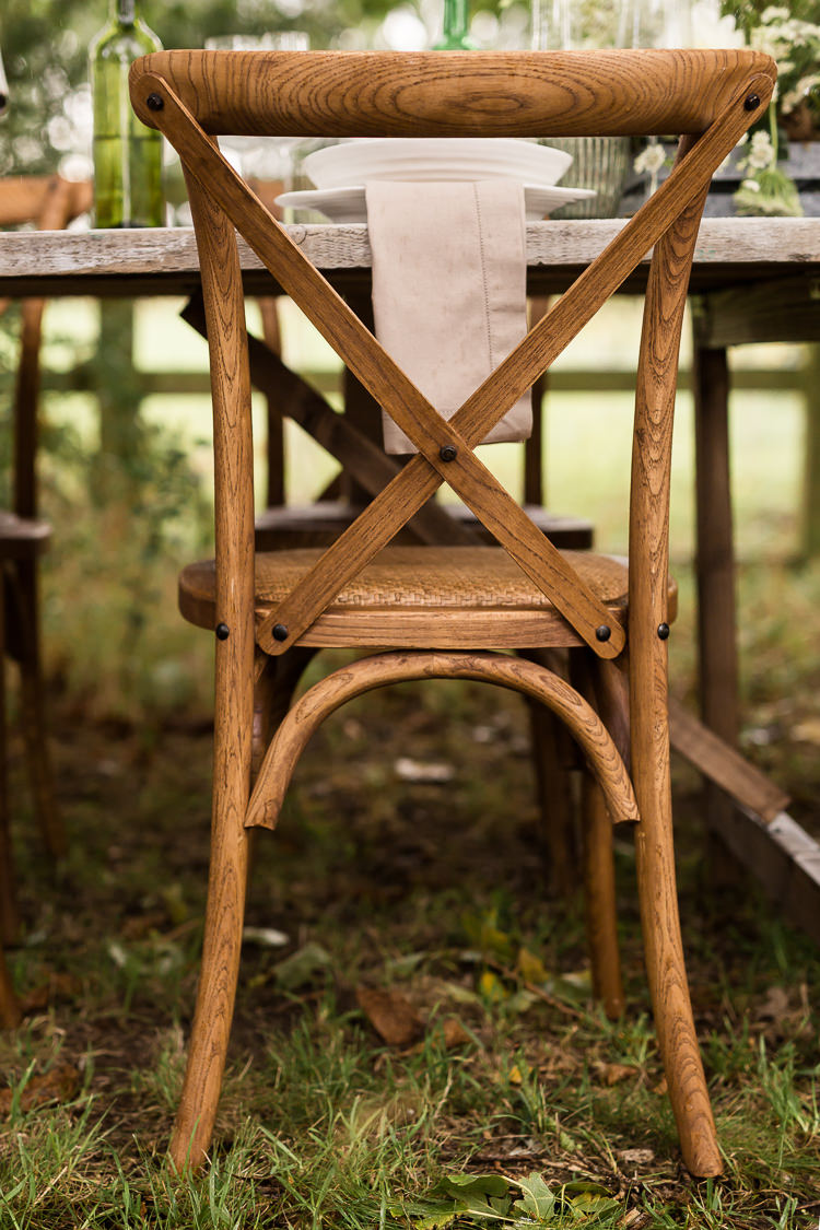 Rustic Wooden Cross Back Chairs Organic Rustic Greenery Wedding Ideas http://sarahbrookesphotography.com/