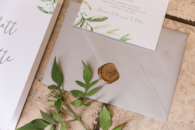 Stationery Botanical Calligraphy Wax Seal Envelope Invites Invitations Organic Rustic Greenery Wedding Ideas http://sarahbrookesphotography.com/