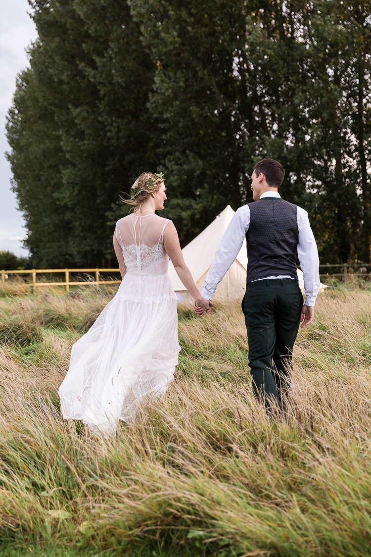 Lace Polka Dot Tulle Dress Bride Bridal Gown Flowing Boho Organic Rustic Greenery Wedding Ideas http://sarahbrookesphotography.com/