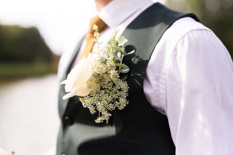 White Flower Buttonhole Groom Organic Rustic Greenery Wedding Ideas http://sarahbrookesphotography.com/