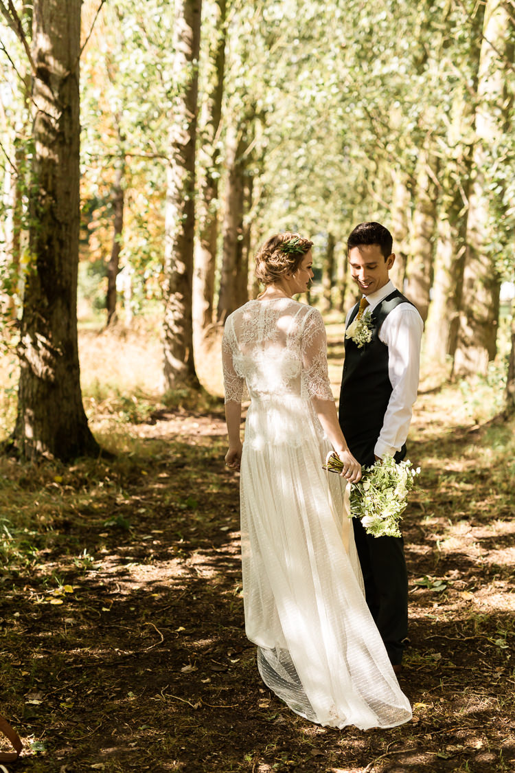 Lace Polka Dot Tulle Dress Bride Bridal Gown Flowing Boho Organic Rustic Greenery Wedding Ideas http://sarahbrookesphotography.com/