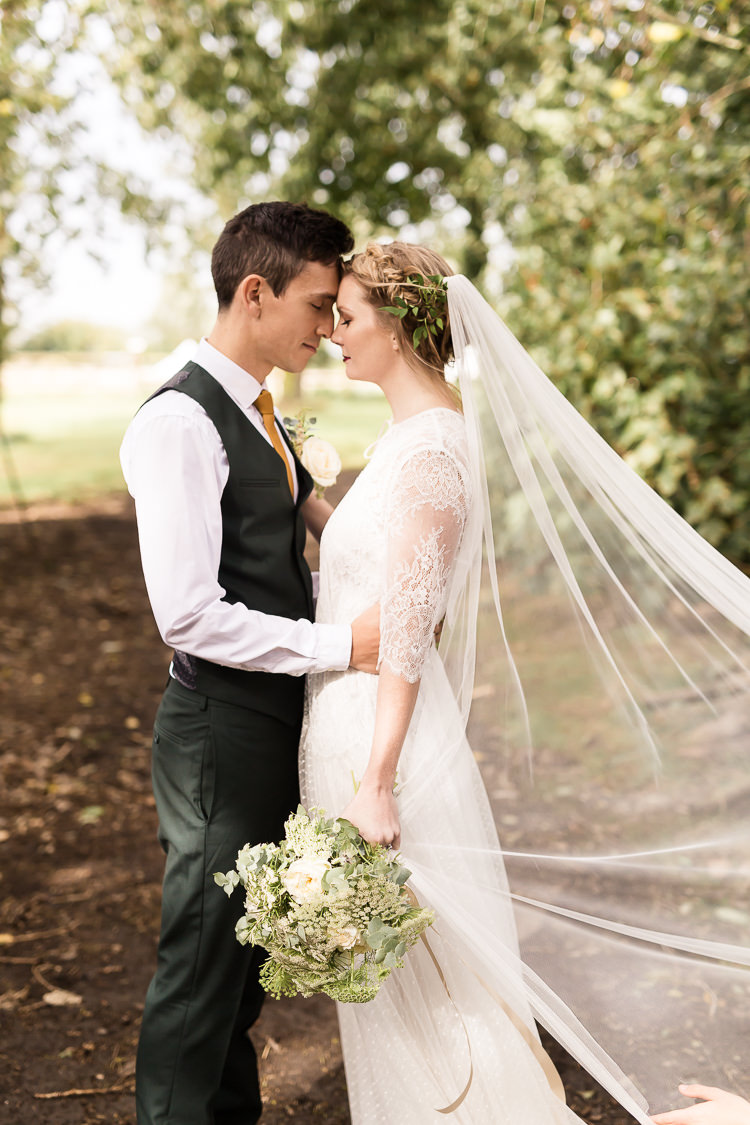 Lace Polka Dot Tulle Dress Bride Bridal Gown Flowing Boho Veil Organic Rustic Greenery Wedding Ideas http://sarahbrookesphotography.com/