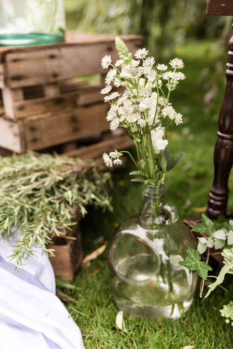 Bottle Flowers White Organic Rustic Greenery Wedding Ideas http://sarahbrookesphotography.com/