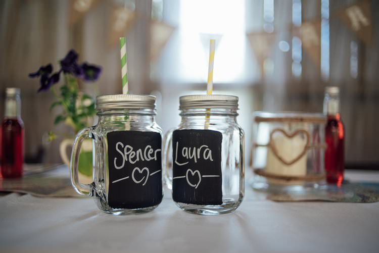 Mason Jar Chalk Sign Sticker Name Stripy Straw Adventurous Festival Bohemian Wedding https://libertypearlphotography.com/