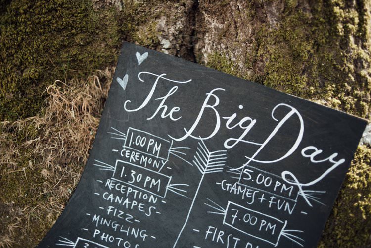 Chalk Board Modern Calligraphy Order of Day Adventurous Festival Bohemian Wedding https://libertypearlphotography.com/