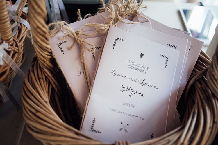 Order of Service Twine Basket Adventurous Festival Bohemian Wedding https://libertypearlphotography.com/