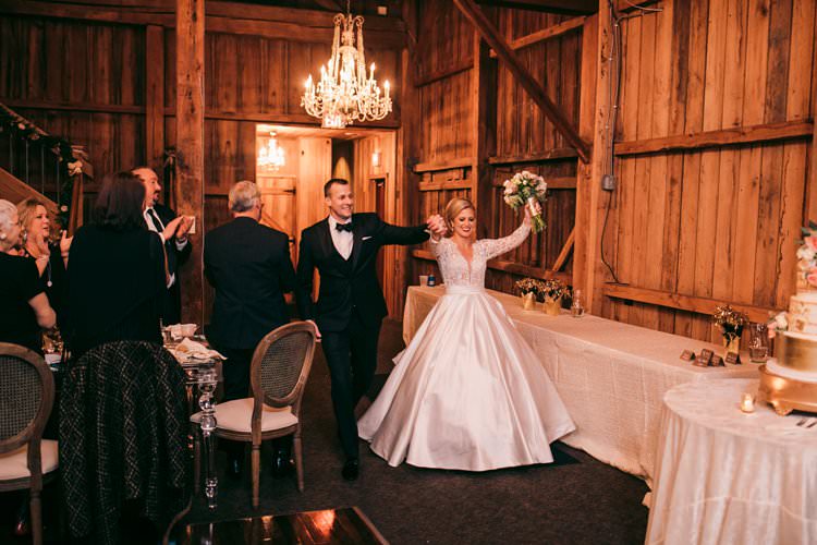 Bride Groom Winter Barn Wedding Dance Chandelier | Festive Glamour Christmas New Years Eve Wedding http://www.stevendrayimages.com/