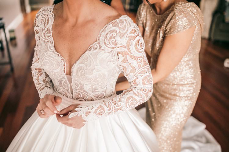 Bride Lace Sleeves Winter Gown Romantic Pnina Tornai Bridesmaid Sequins | Festive Glamour Christmas New Years Eve Wedding http://www.stevendrayimages.com/