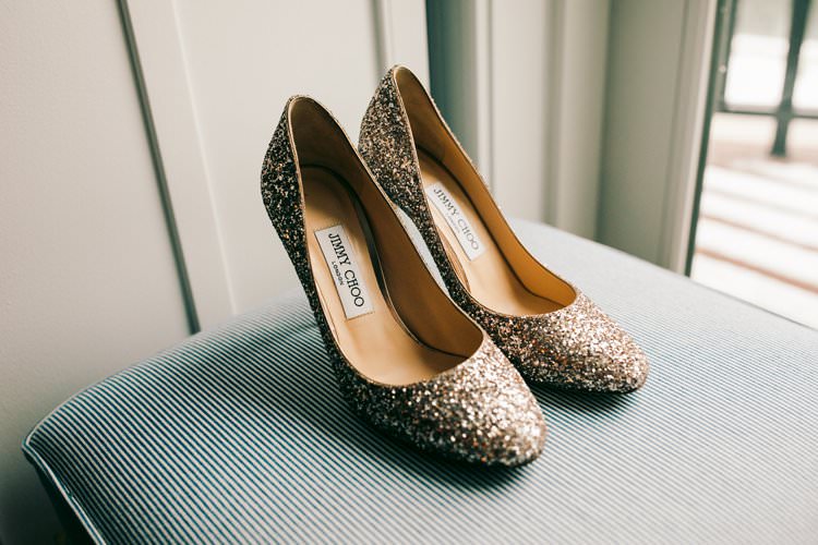 Jimmy Choo Bridal Shoes Gold Sparkly Bride Prep | Festive Glamour Christmas New Years Eve Wedding http://www.stevendrayimages.com/