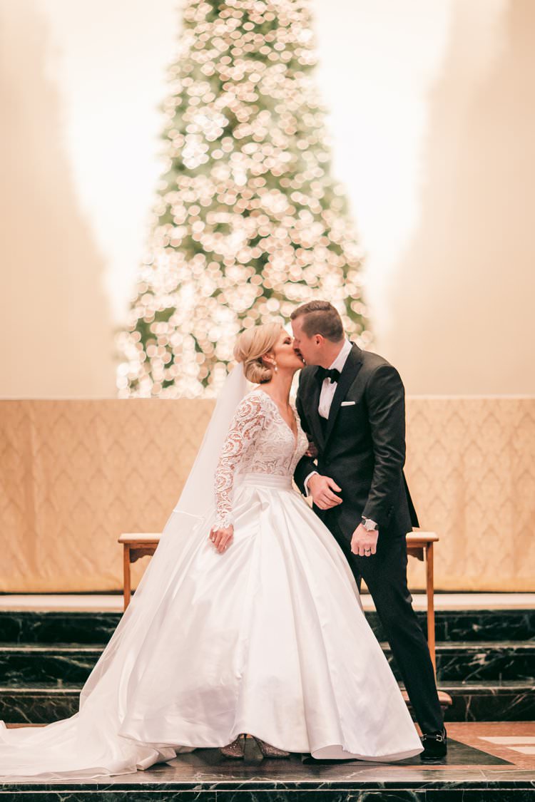 Ceremony Aisle Tree Lights Kiss Aisle Long Sleeve Dress | Festive Glamour Christmas New Years Eve Wedding http://www.stevendrayimages.com/