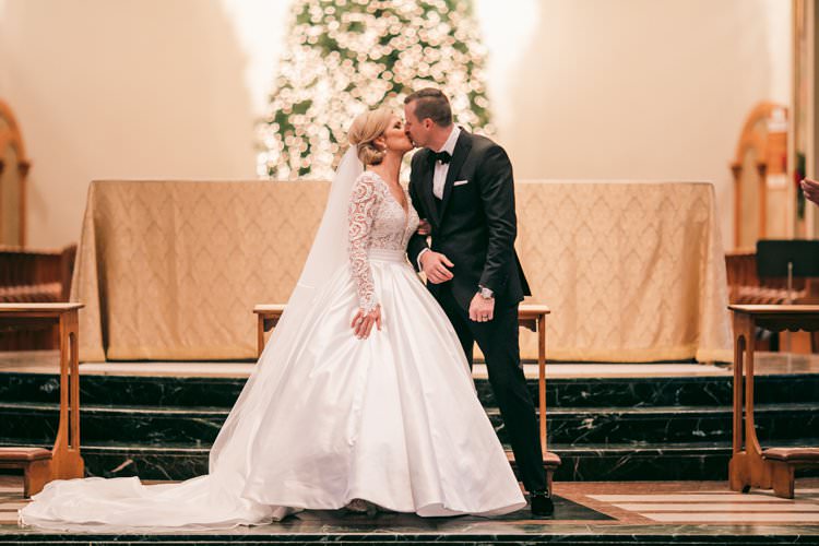 Ceremony Aisle Tree Lights Kiss Aisle Long Sleeve Dress | Festive Glamour Christmas New Years Eve Wedding http://www.stevendrayimages.com/