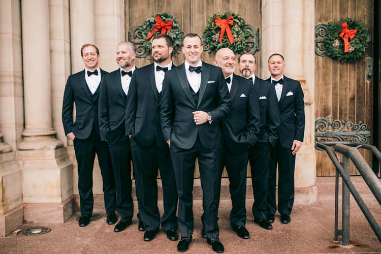 Winter Groom Ushers Best Man Groomsmen Navy Suits Bow Ties | Festive Glamour Christmas New Years Eve Wedding http://www.stevendrayimages.com/