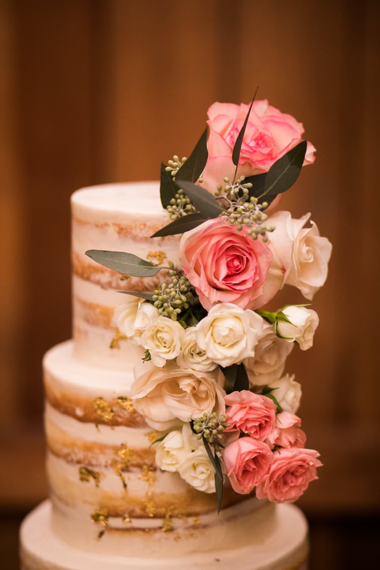 Semi Naked Cake White Gold Pink Green Fresh Flowers | Festive Glamour Christmas New Years Eve Wedding http://www.stevendrayimages.com/