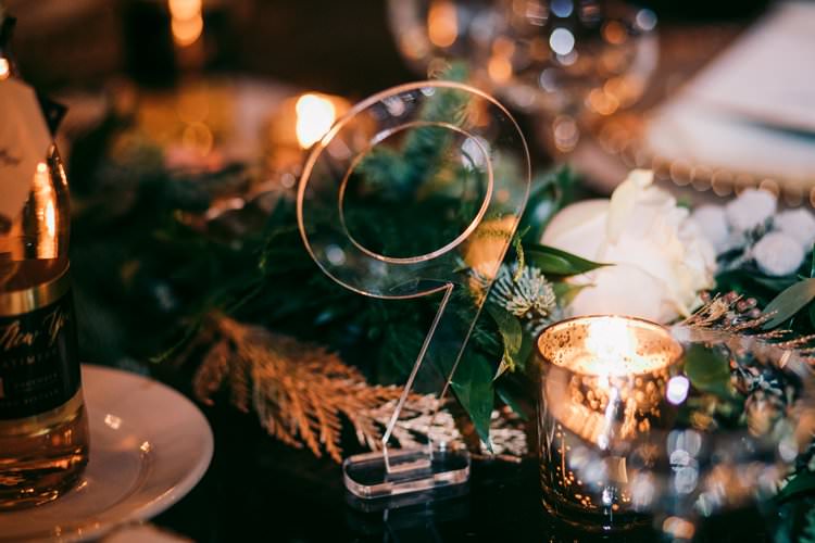 Winter Garland Acrylic Perspex Table Number Modern Decor | Festive Glamour Christmas New Years Eve Wedding http://www.stevendrayimages.com/